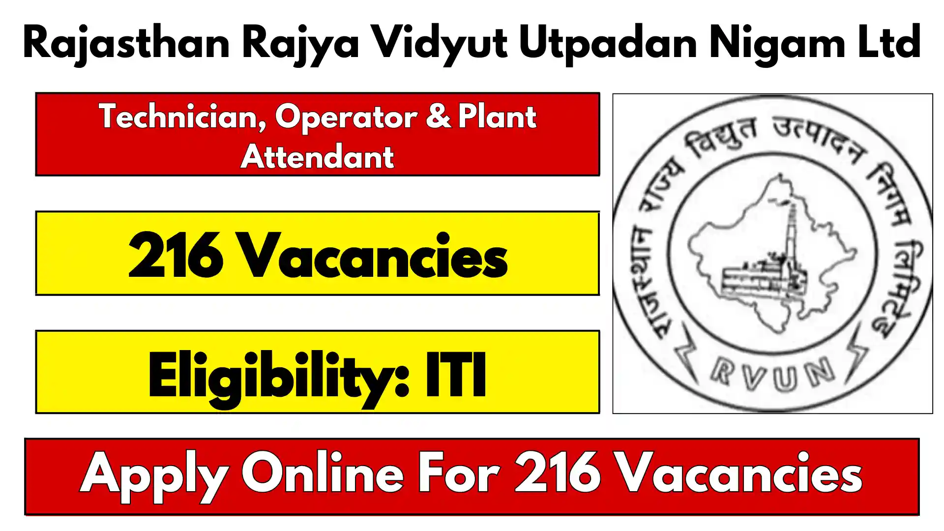 RRVUNL Technician, Operator & Plant Attendant Recruitment 2025